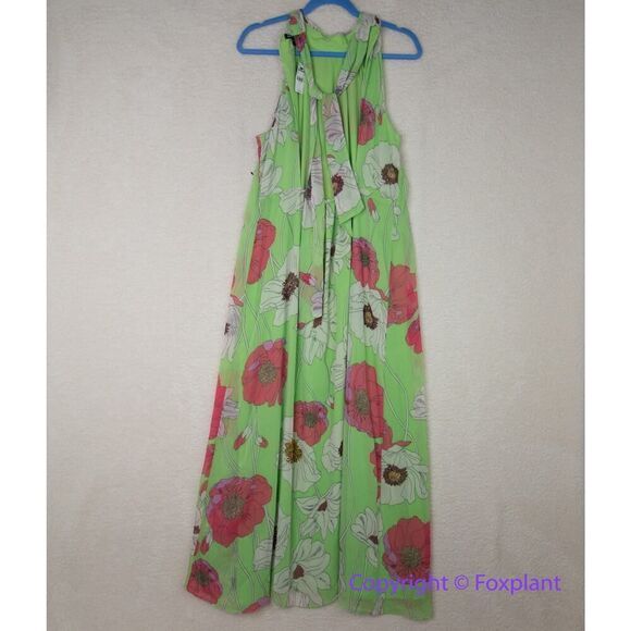 New! Express Floral Print Tie Halter Neck Open Back Maxi Dress, size L - Picture 11 of 16